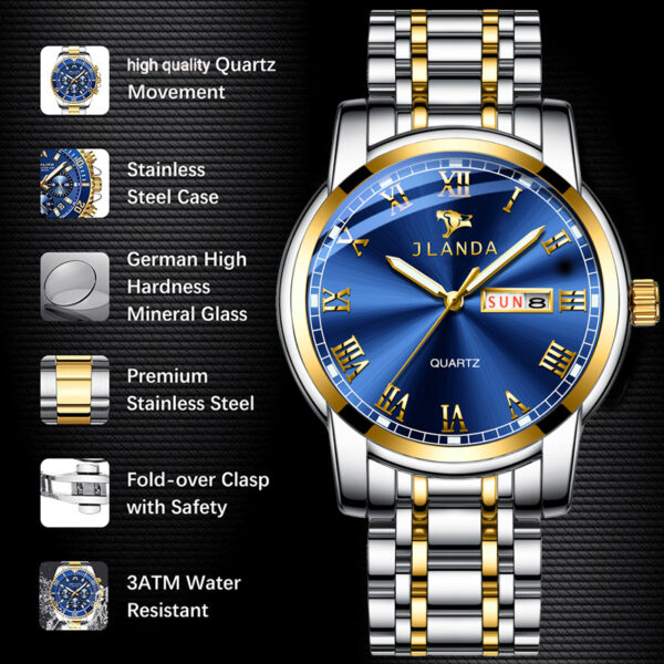 stainless steel luxury waterproof quartz oem brand hands wristwatches custom logo wrist watch men - Image 4
