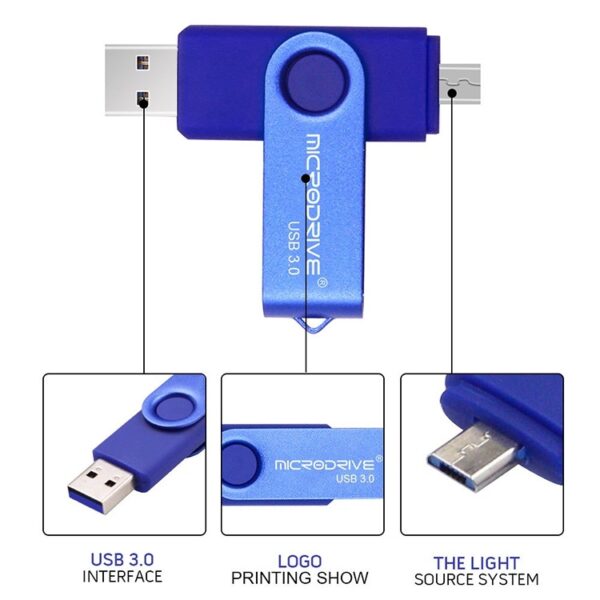 Special Offer U Disk  MicroDrive 16GB USB Flash Drives USB 3.0 Android Phone & Computer Dual-use Rotary Metal U Disk - Image 5