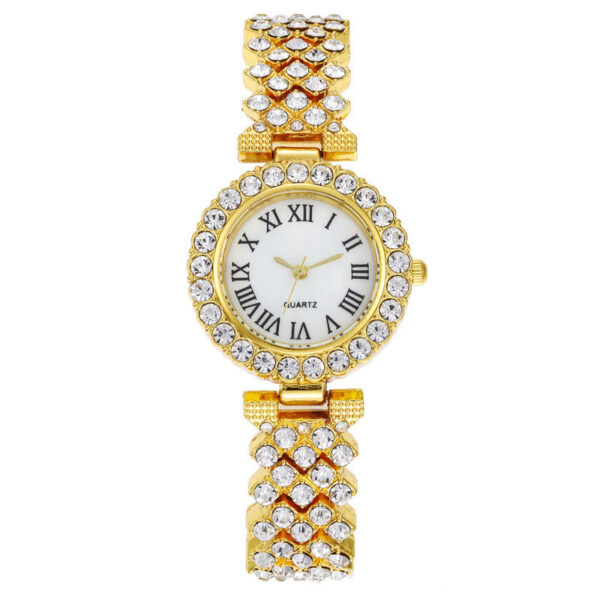 Fashion  luxury watch bling bling full crystals lady watches crystal rose gold bracelet souvenirs gift sets - Image 5