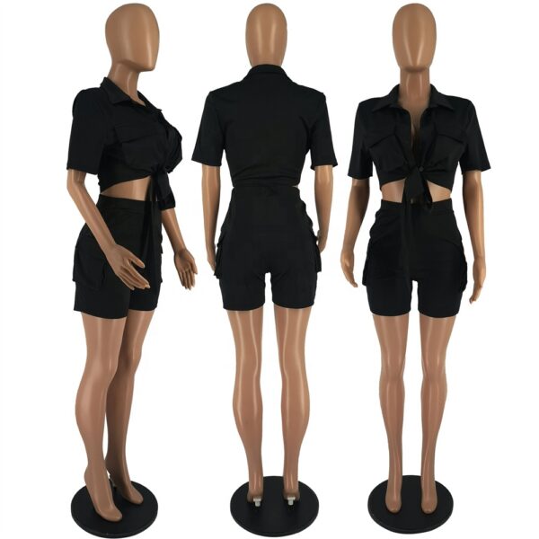 Co Ord Set Women Summer Outfits Casual Women S Sets Short Sleeve Crop Top Custom Shirt And Biker Shorts Sets For Women 2023 - Image 4