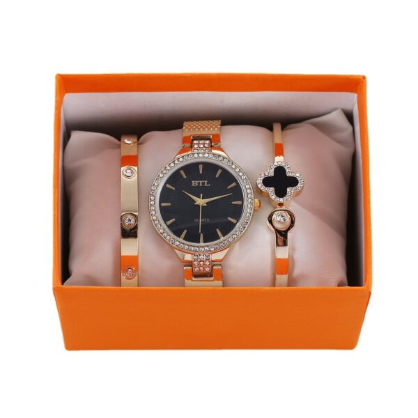 Stylish Minimalist Gold Diamond Women Gift Watch Sets Quartz Ladies  Sets Quartz Ladies Simple Wrist Watch Box Bracelet Set - Image 5