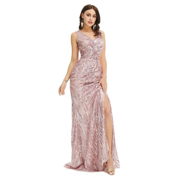 Mermaid Side Slit Lace Applique High Quality Elegant Evening Dresses Pink Prom Gowns - Image 4