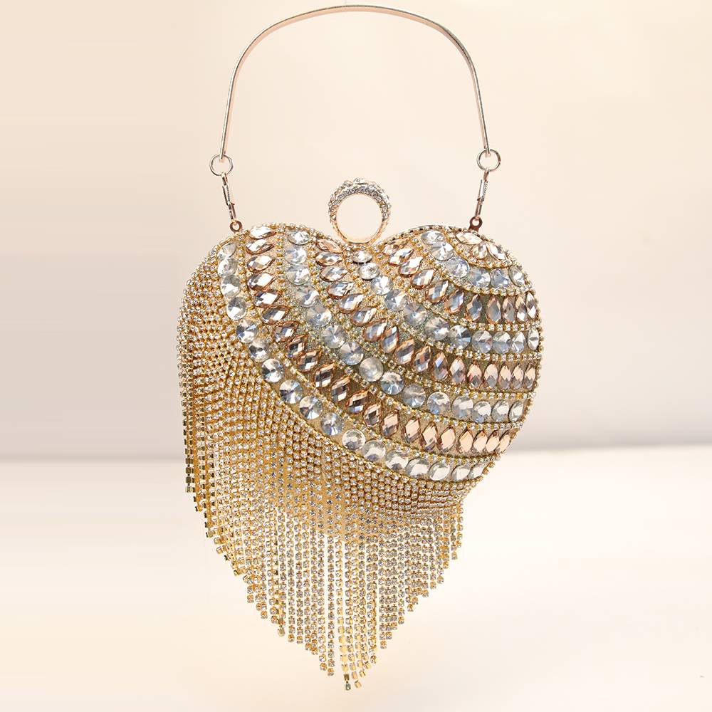 Heart Evening bag 2021 new hand bag Rhinestones Girls Evening Bag - Image 3