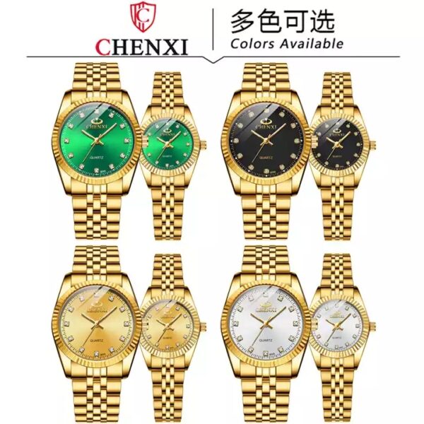 CHENXI 004A Luxury Couple Watch Fashion Stainless Steel Lovers Watch Quartz Wrist Watches For Women & Men Analog Wristwatch - Image 4