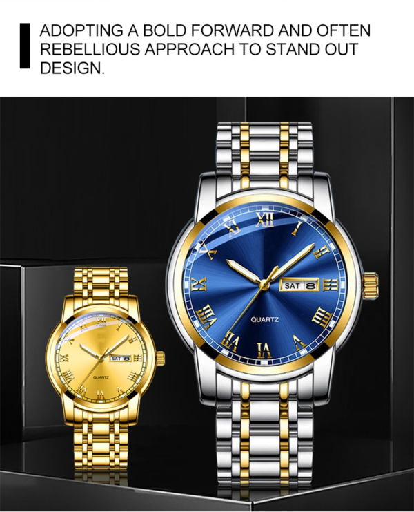 Classic Fashion Brand Alloy Case Stainless Steel Strap Custom Design Man Wrist Quartz Watches - Image 5