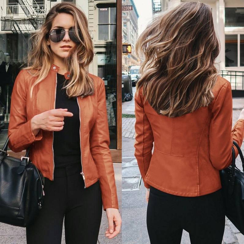 2022 Hot Autumn And Winter Women'S Fashion Leather Pu Jacket Women'S Suit Small Coat 12 Colors