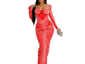 rhinestone-dress birthday white red mesh rhinestone crystal luxury maxi long wedding party women dress lady 2022 with rhinestone