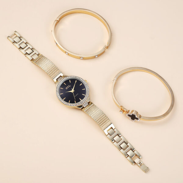Stylish Minimalist Gold Diamond Women Gift Watch Sets Quartz Ladies  Sets Quartz Ladies Simple Wrist Watch Box Bracelet Set - Image 4