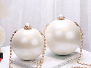 unique high quality round evening bags women wedding party clutch purse pearl luxury acrylic clutch evening bag