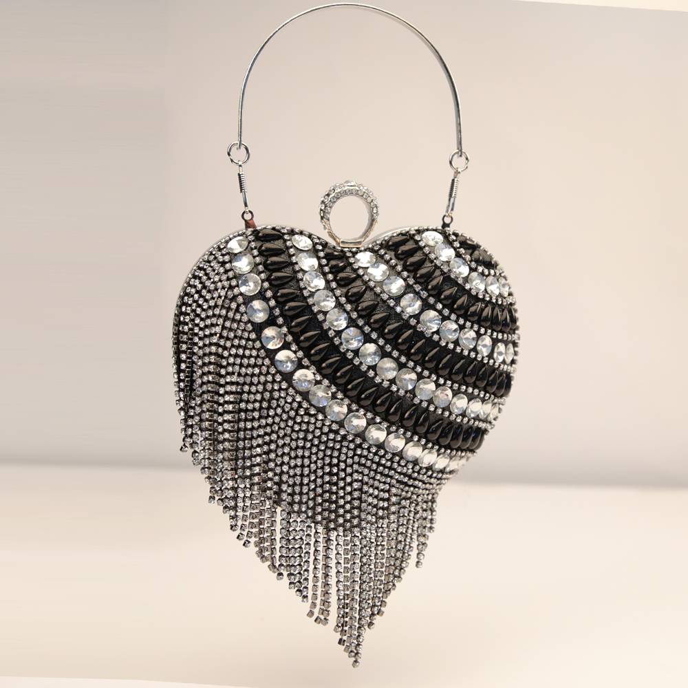 Heart Evening bag 2021 new hand bag Rhinestones Girls Evening Bag - Image 2