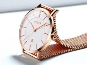 OLEVS 5869 elegant rose gold womens quartz watch clear crystals big dial date display Simple Casual wrist watch