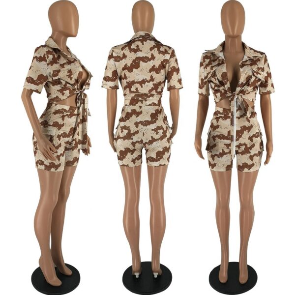 Co Ord Set Women Summer Outfits Casual Women S Sets Short Sleeve Crop Top Custom Shirt And Biker Shorts Sets For Women 2023 - Image 5