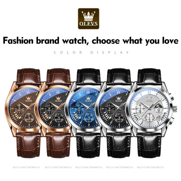 OLEVS 2876  Factory Wristwatches Sales Luxury Brand Men  Waterproof Pu Leather Fashion Diamond Quartz Men watches - Image 4