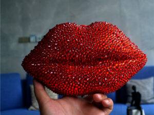 BM5048 2022 hot new crystal bling lip purse acrylic box evening clutch rhinestone beaded clutch purse evening bags