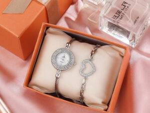 ZONMFEI ZM033-B 2Pcs Sets Ladies Quartz Wristwatch Bracelet Gift Box Women's Watch Set