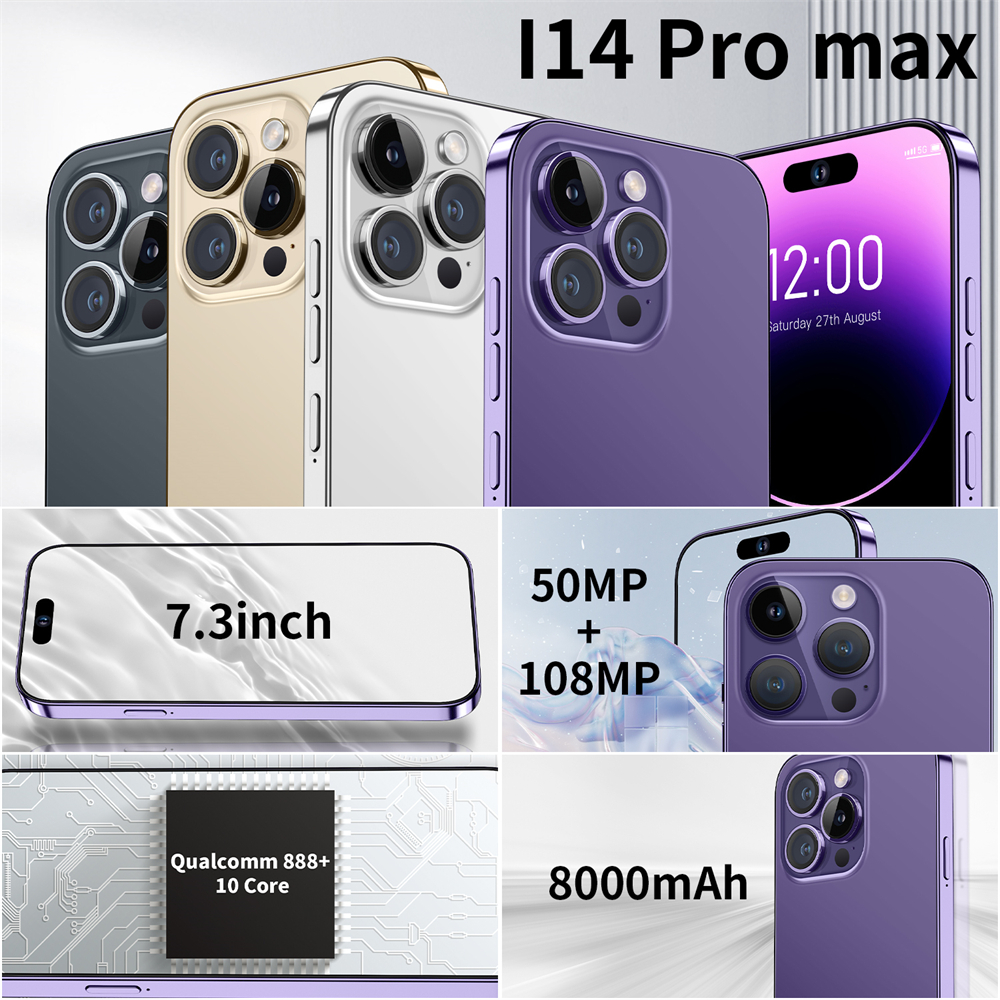 Great Version for i14 Pro max 7.3inch 16gb+1tb Cellphone 5G Drop Screen Smartphone for Samsung Huawei Mobile Phone - Image 4