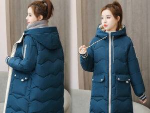 winter puffer jacket ladies warm hooded cotton-padded clothes thick padded outwear hooded long jackets and coats for women