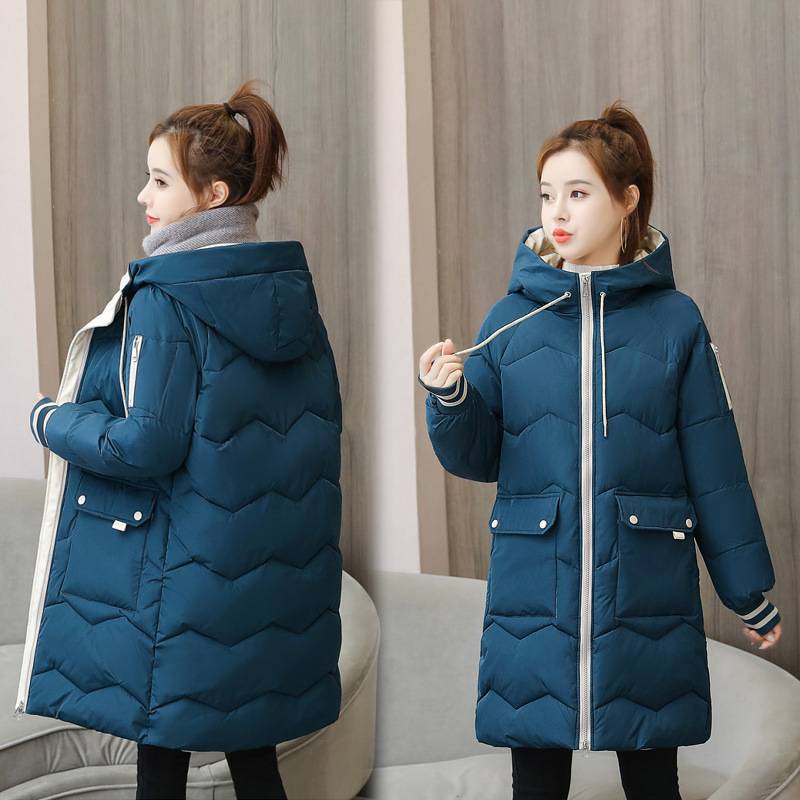 winter puffer jacket ladies warm hooded cotton-padded clothes thick padded outwear hooded long jackets and coats for women