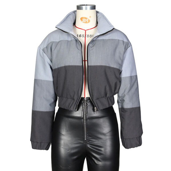 FMY142 Winter Thick Warm Short Parkas Women Fashion Blue Orange Coats Women Elegant Zipper Cotton puff jacket For Female Ladies - Image 4