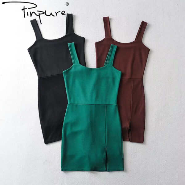 R20003S Spring new European women's street style sports wide shoulder straps built-in shorts elastic mini dress - Image 6