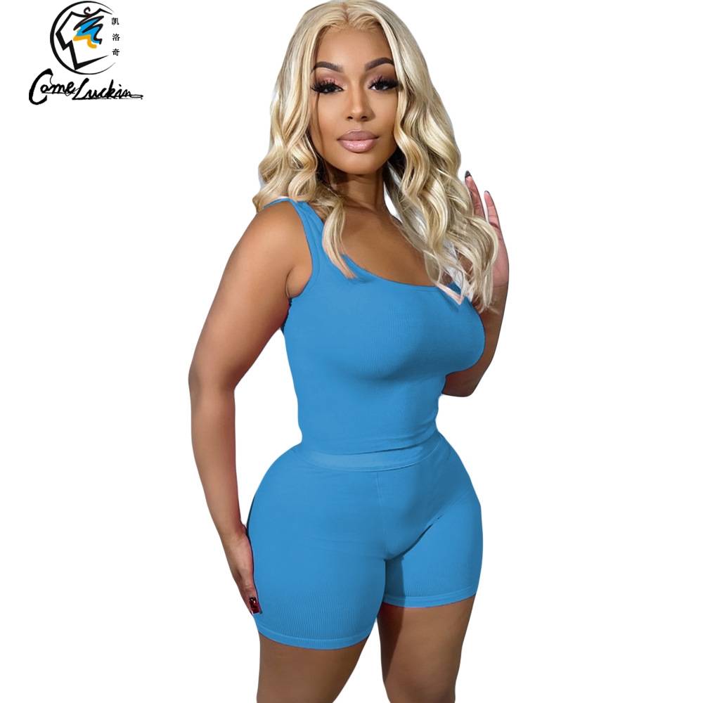 Custom Logo Summer Outfits Women T Shirt And Short Sets Summer 2 Two Piece Short Set Women Blank Biker Shorts Sets For Women - Image 4