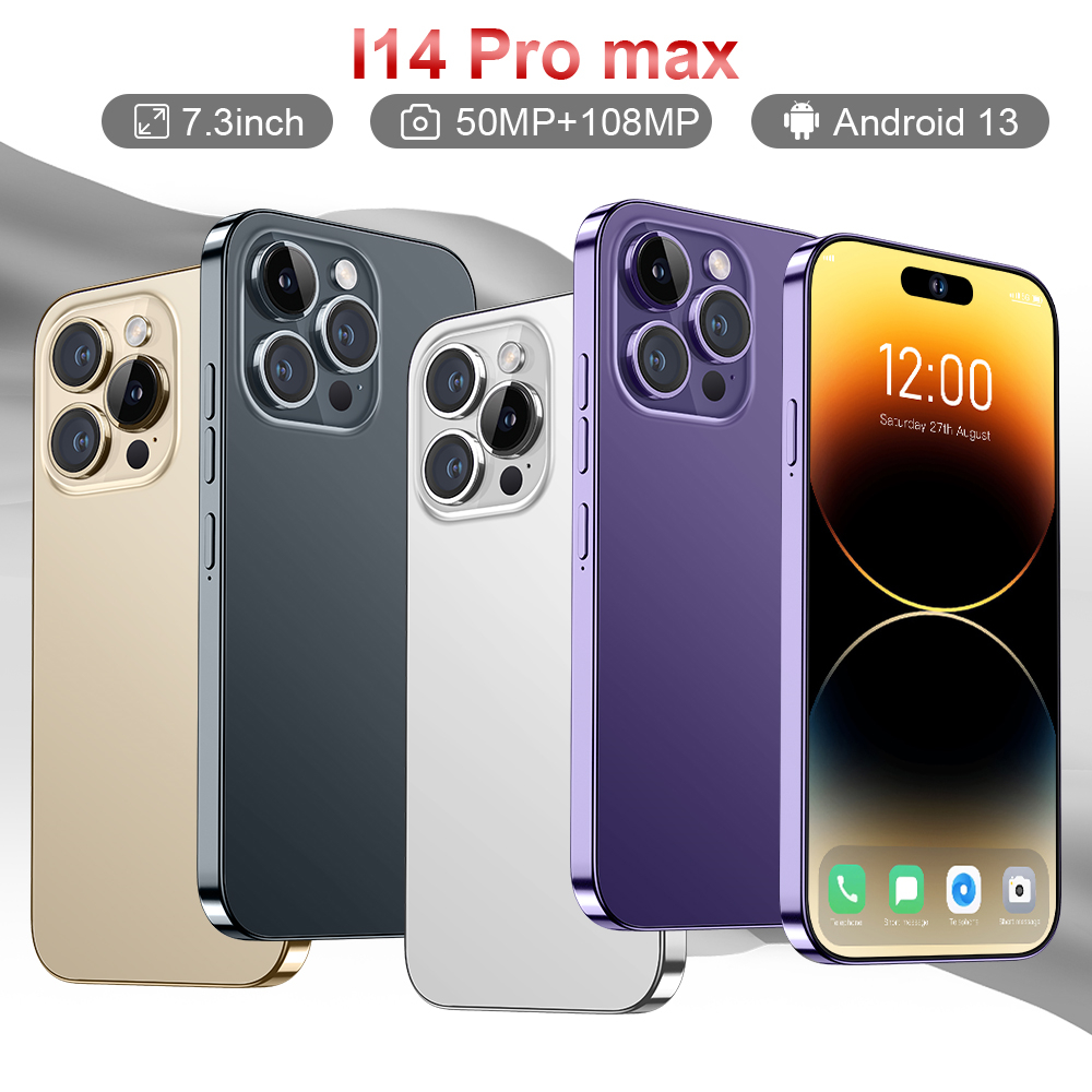 Great Version for i14 Pro max 7.3inch 16gb+1tb Cellphone 5G Drop Screen Smartphone for Samsung Huawei Mobile Phone