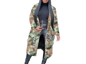 pink green woodland camouflage long coat jacket overcoat women clothing for women