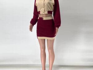 Summer Sexy Club Outfits Mini Shorts Dress 2 Two Piece Set Women Skirts Varsity Baseball Jacket Long Sleeve Crop Top Skirt Sets