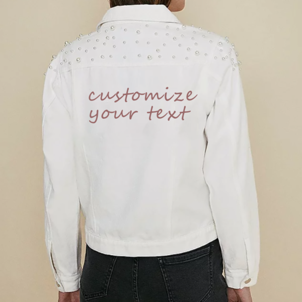 2021 Hot Selling custom Women Pearl Denim jacket Beaded Jackets Loose And Thin  New Short Style wedding Denim Coat - Image 5