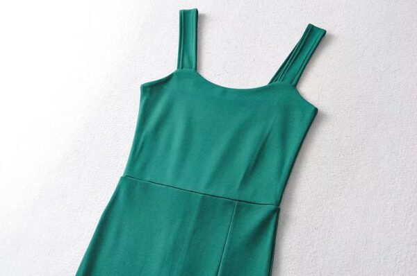 R20003S Spring new European women's street style sports wide shoulder straps built-in shorts elastic mini dress - Image 5