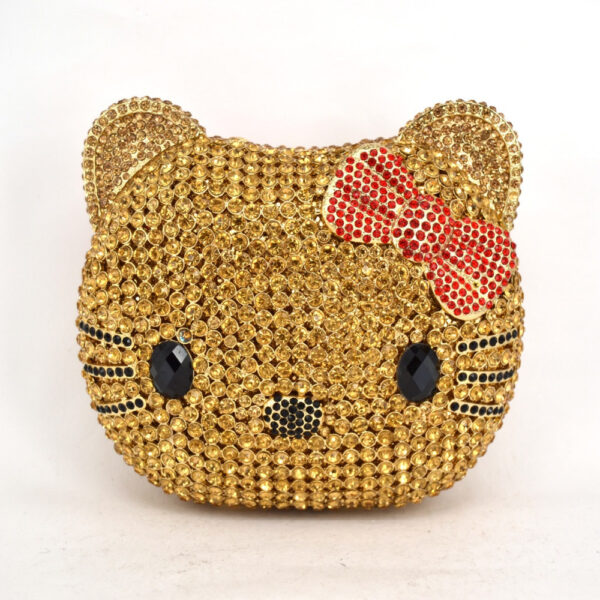 hot sell elegant bling women evening rhinestone clutch bag cat shape luxury party bag ladies diamond purse handbag bags - Image 2