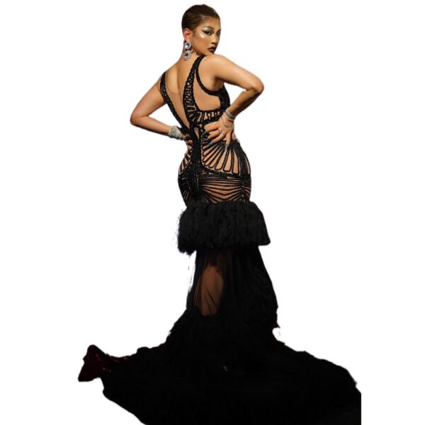Fashion Black Sequins Mesh Mermaid Wedding Party Dress Ladies Singer Pageant Full-length Ball Evening Gown Women Prom Dresses - Image 6