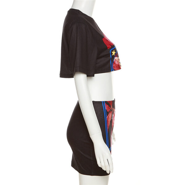 Crop Top T Shirt and Skirt Set for Women Street Sublimation Women Suit Set Short Sleeves Y2K Skirt Fashion Shirt Skirt - Image 4