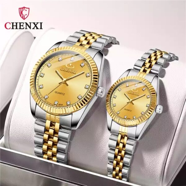 CHENXI 004A Luxury Couple Watch Fashion Stainless Steel Lovers Watch Quartz Wrist Watches For Women & Men Analog Wristwatch - Image 6