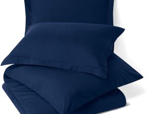 Navy Bedding Duvet Cover 3pcs Set Soft Double Brushed Microfiber Comforter Cover with Button Closure and 2 Pillow Shams