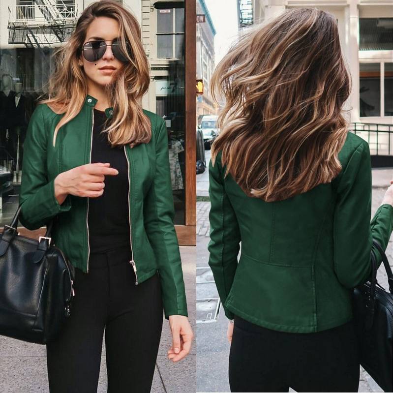 2022 Hot Autumn And Winter Women'S Fashion Leather Pu Jacket Women'S Suit Small Coat 12 Colors - Image 2