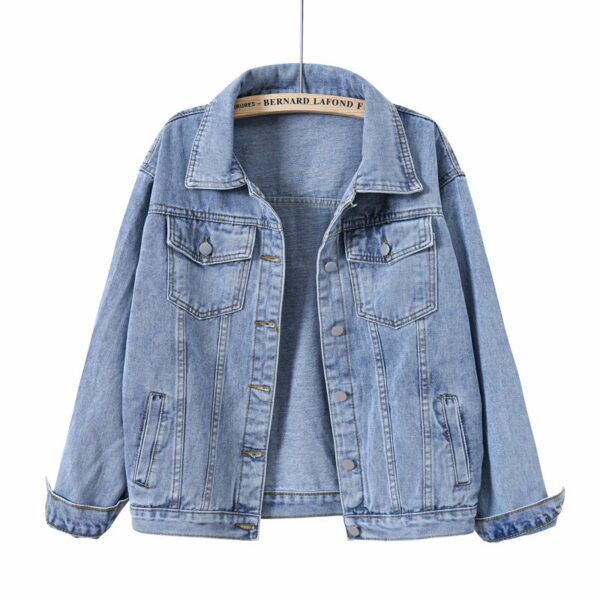 S-5XL Women's Denim Jean Jacket Women Casual Outwear Fall Jacket Denim Button Up  Oversize Denim Jacket Coat For Ladies - Image 6