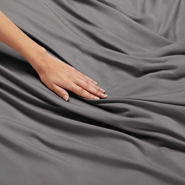 Gray Bedding Duvet Cover 3pcs Set Soft Double Brushed Microfiber Comforter Cover with Button Closure and 2 Pillow Shams - Image 5