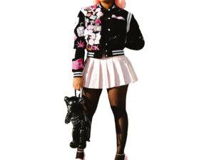 2023 Spring New Arrivals Baseball Coat Women'S Fashion Printed Varsity Jacket Pocket Street Trendsetter Bomber Jacket For Women