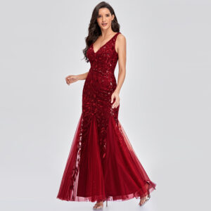XU90804 Hot Sale Elegance Slim Mesh Sleeveless Evening Dresses Sequin Women Party Dresses Women Banquet Mermaid Dress