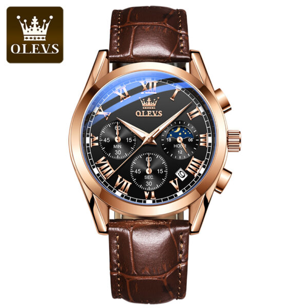 OLEVS 2871 New Luxury Fashion  Glass Quartz Analog Leather Men Watch Casual Leather strap Men wristwatch - Image 6