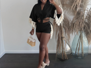 Wholesale Boutiques Clothing Women Two Tops Shorts Set Tassel Shirt Shorts Lace Up2 Piece Set Women Summer Clothes For Women