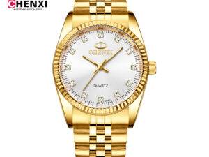 Chenxi 004A Gift Diamond Silver Gold Steel Japan Movt Dress Wristwatches Stainless Steel For Men Women Lovers