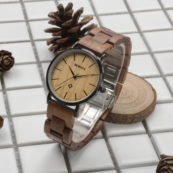 Shenzhen watch factory top quality men and woman stainless steel wood wristwatches wooden couple watches for lover gift watches - Image 4