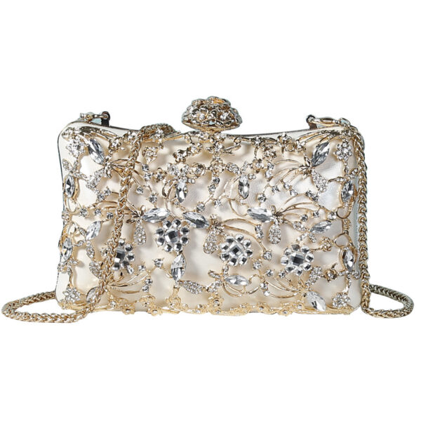 Newest Flower Crystal Stone Evening Bag Rhinestone Clutch Evening Bag Female Party Purse Wedding Clutch Bag - Image 4