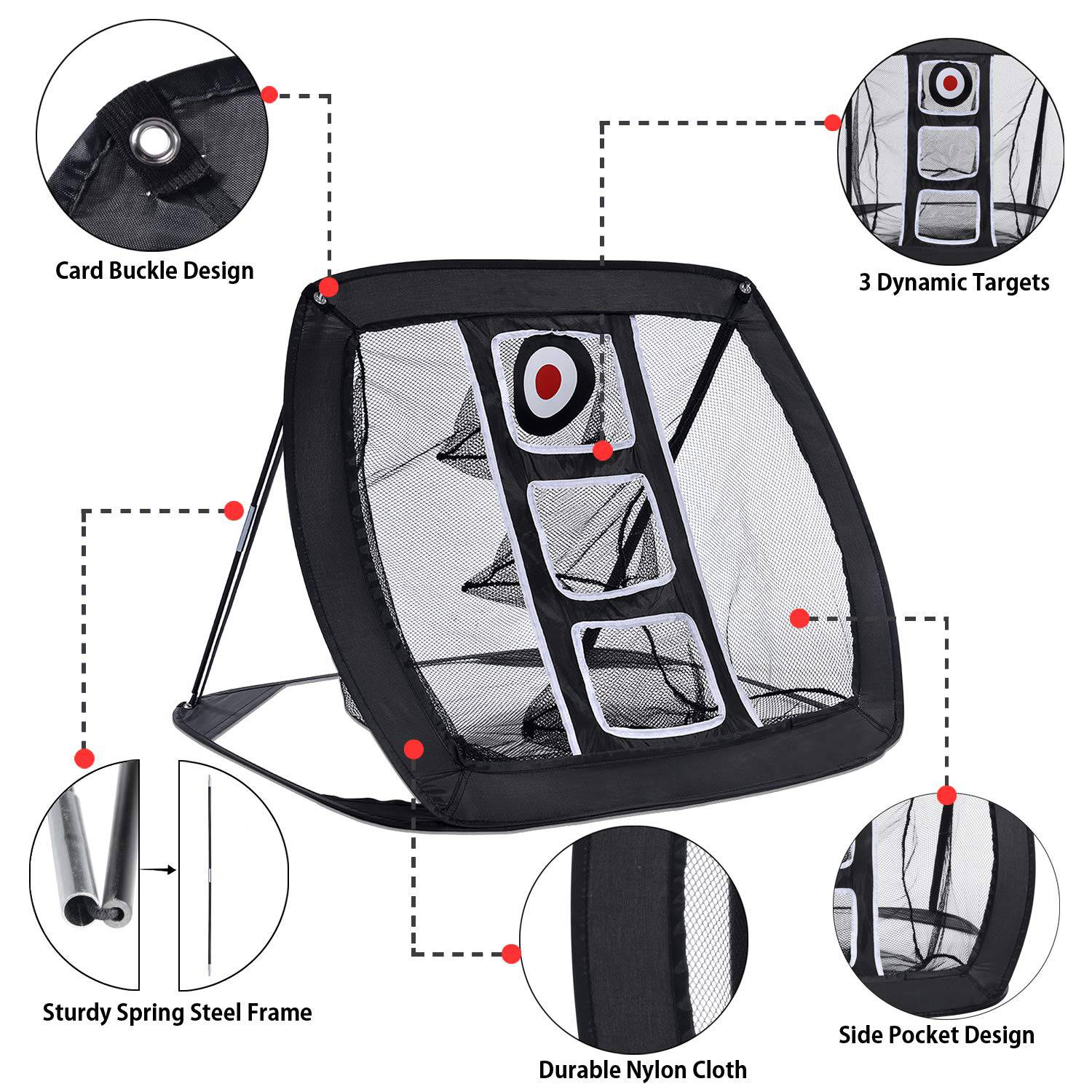 Golf 3 In 1 Chipping Net Practice Net Aid With Target Collapsible Portable Golf Hitting Net Backyard Driving and Swing - Image 3