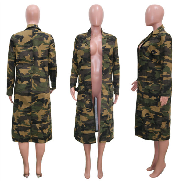 pink green woodland camouflage long coat jacket overcoat women clothing for women - Image 5