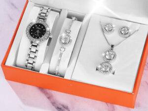 fashion Wristwatch women ring necklace earring bracelets jewelry Quartz Watches gift set for Ladies