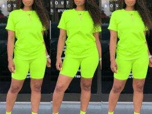 Custom outfits women t shirt and short sets summer 2 two piece short set women blank biker shorts sets custom shorts for women