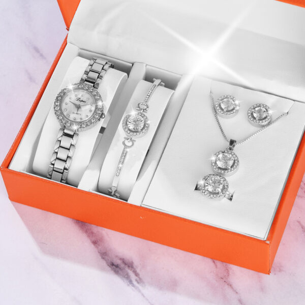 fashion Wristwatch women ring necklace earring bracelets jewelry Quartz Watches gift set for Ladies - Image 6